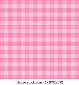 Valentines day tartan plaid. Scottish pattern in white and pink cage. Scottish cage. Traditional Scottish checkered background. Seamless fabric texture. Vector illustration