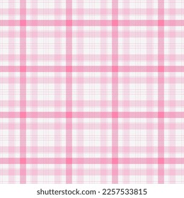 Valentines day tartan plaid. Scottish pattern in pink and white cage. Scottish cage. Traditional Scottish checkered background. Seamless fabric texture. Vector illustration
