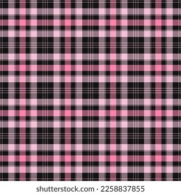 Valentines day tartan plaid. Scottish pattern in pink and white cage. Scottish cage. Traditional Scottish checkered background. Seamless fabric texture. Vector illustration