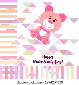 Valentine's Day, teddy bear, congratulation, vector background