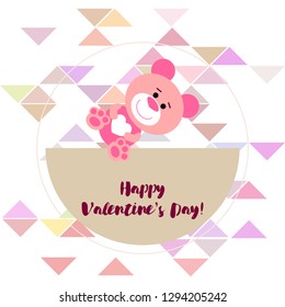 Valentine's Day, teddy bear, congratulation, vector background