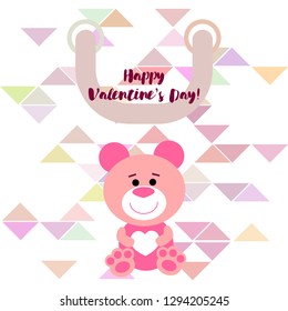 Valentine's Day, teddy bear, congratulation, vector background