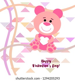 Valentine's Day, teddy bear, congratulation, vector background