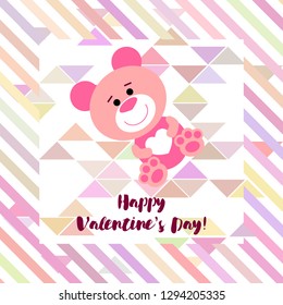 Valentine's Day, teddy bear, congratulation, vector background