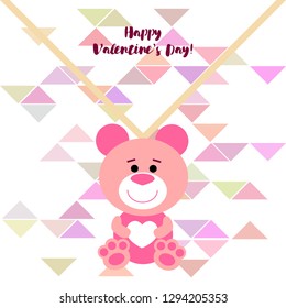 Valentine's Day, teddy bear, congratulation, vector background