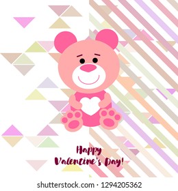 Valentine's Day, teddy bear, congratulation, vector background