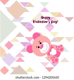 Valentine's Day, teddy bear, congratulation, vector background