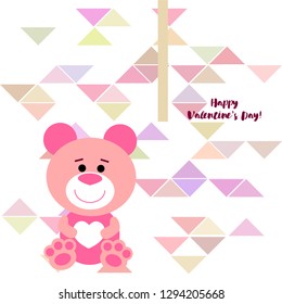 Valentine's Day, teddy bear, congratulation, vector background
