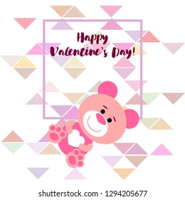 Valentine's Day, teddy bear, congratulation, vector background