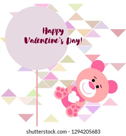 Valentine's Day, teddy bear, congratulation, vector background