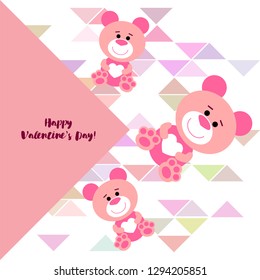 Valentine's Day, teddy bear, congratulation, vector background