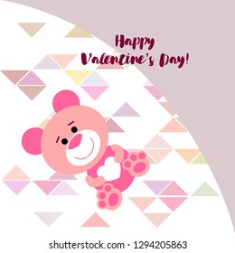 Valentine's Day, teddy bear, congratulation, vector background