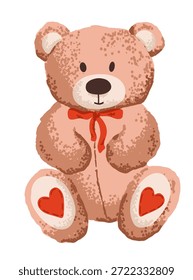 Oso de peluche del día de San Valentín con el lazo rojo y el corazón