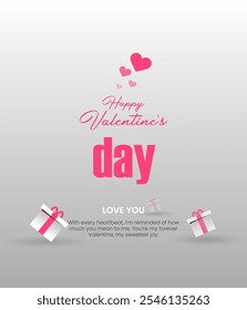 Valentine's Day template or background for Love and Valentine's Day concept Love word hand-drawn lettering and calligraphy with cute hearts on red, white, and pink backgrounds.