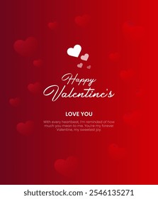 Valentine's Day template or background for Love and Valentine's Day concept Love word hand-drawn lettering and calligraphy with cute hearts on red, white, and pink backgrounds.