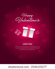 Valentine's Day template or background for Love and Valentine's Day concept Love word hand-drawn lettering and calligraphy with cute hearts on red, white, and pink backgrounds.