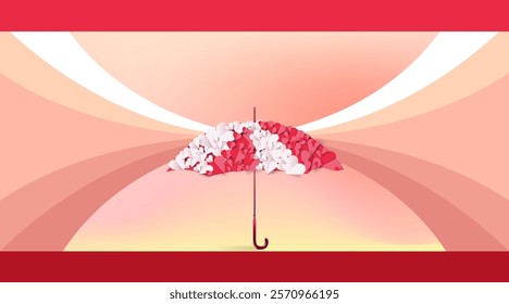 Valentine's Day template banner background with umbrella decoration