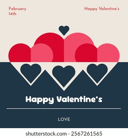 Valentine's Day template with geometric shape. Vector illustration