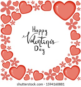 Valentine's Day template with hearts. Cartoon style. Vector illustration