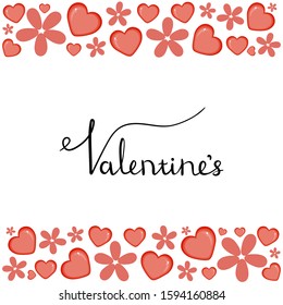 Valentine's Day template with hearts. Cartoon style. Vector illustration