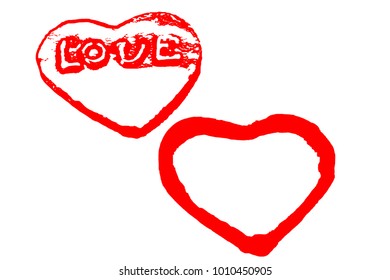 valentines day template with red hearts isolated on white - vector illustration