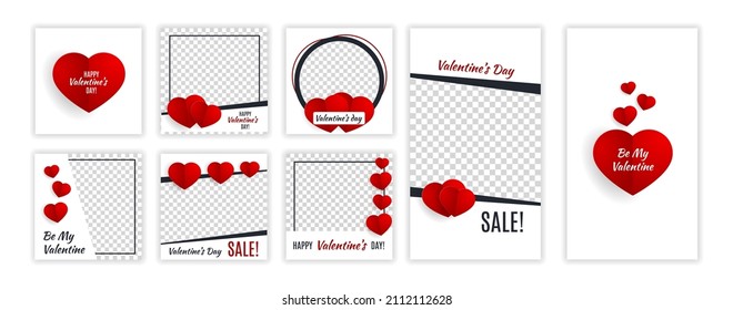 Valentine's day template for social networks stories and posts. Design love backgrounds.