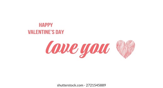 Día de San Valentín Plantilla Ilustración vectorial, tarjeta, Anuncio. Letras y caligrafía dibujadas a mano con lindo corazón sobre fondo rosa. Concepto de San Valentín.