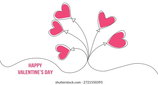 Día de San Valentín Plantilla Ilustración vectorial, tarjeta, Anuncio. Letras y caligrafía dibujadas a mano con lindo corazón sobre fondo rosa. Concepto de San Valentín.
