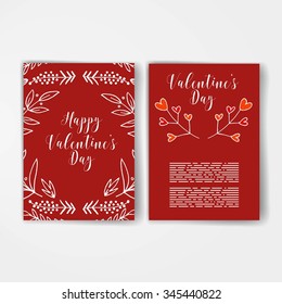 Valentines Day Template. Valentines Day vintage background. Hand drawn illustration. Vector.