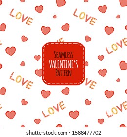 Valentine's Day template for your text with cute animals. Cartoon style. Vector illustration