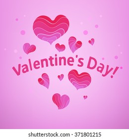 Valentine's day template.Pink hearts vector background.