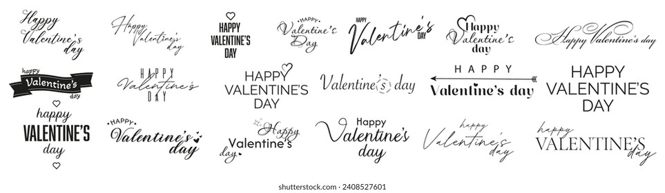 Valentine's Day text .Valentine's Day Calligraphic Symbols. Handwritten typography collection for Valentine's Day .Valentine's Day Script Collection.14 february Typography Set