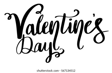 Valentines Day text hand lettered vector