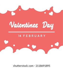 Valentine's Day Text Message Background With Hearts And Clouds vector illustration