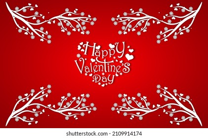 Valentine's day text paper cut with Mini heart and on red background of vector.