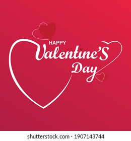 valentine's day text, red gradient, white letters, post card, invitation, vector template
