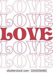 Valentine's day Text Retro Graphics on a White Background