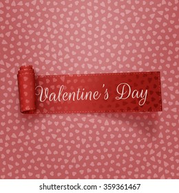 Valentines Day textile scroll red Ribbon