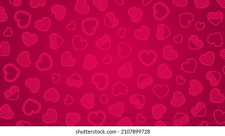 Textura del día de San Valentín. Corazones vectoriales de fondo rojo