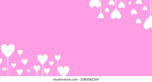 Valentine's day theme background with colored love elements and empty area for text, minimalist valentine's day theme background