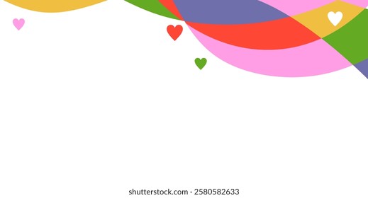 Valentine's day theme background with colored love elements and empty area for text, minimalist valentine's day theme background