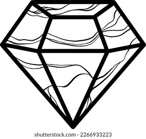 Doodle de tema del Día de San Valentín Icono del vector de forma de diamante aislado en un blanco. Ilustración de línea dibujada a mano.