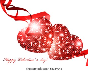 Valentine`s day theme with mosaic hearts over white