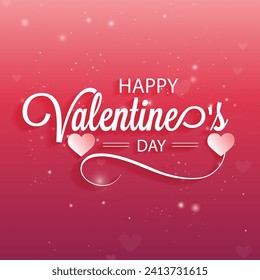 Valentines Day Theme Realistic Shiny Hearts Editable Eps Banner
