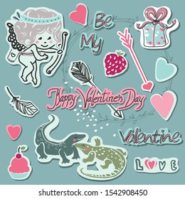 valentine`s day theme sticker set