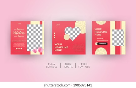 Valentines day theme template for Social Media banner. Everyone can use this design easily. Unique and Modern web banners .-Vector template.