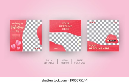 Valentines day theme template for Social Media banner. Everyone can use this design easily. Unique and Modern web banners .-Vector template.