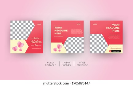 Valentines day theme template for Social Media banner. Everyone can use this design easily. Unique and Modern web banners .-Vector template.