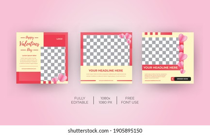 Valentines day theme template for Social Media banner. Everyone can use this design easily. Unique and Modern web banners .-Vector template.