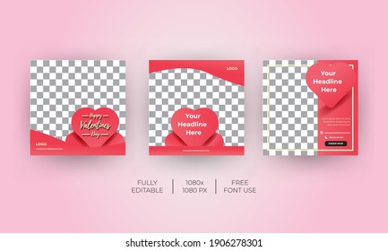 Valentines day theme template for Social Media banner. Everyone can use this design easily. Unique and Modern web banners .-Vector template.